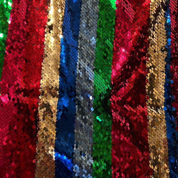 Rainbow sequin trousers glitter sparkly party fashion pants ladies medium - Picture 6 of 8